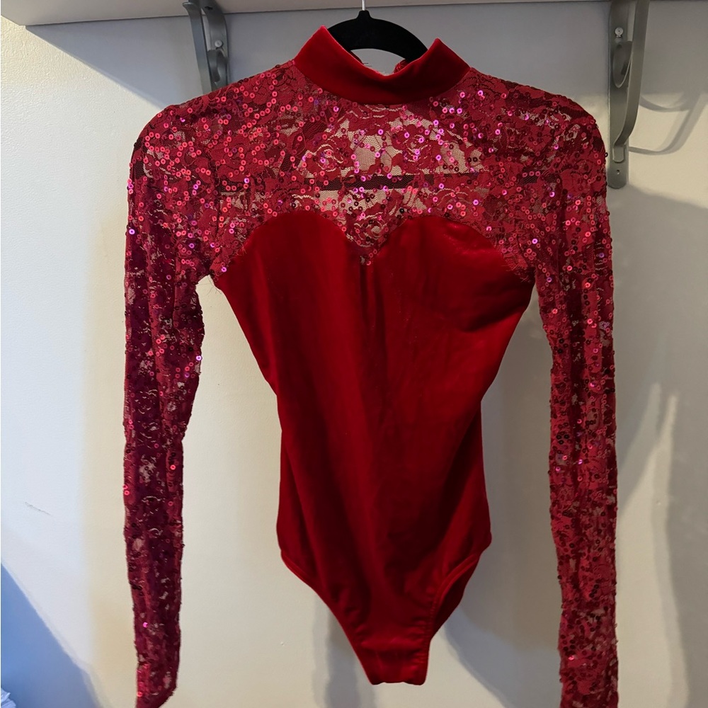 Red Long Sleeve Leotard